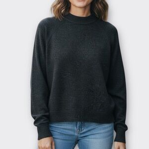 Vintage DUVET Women Sweater Mock Neck Back Zip Minimalist USA 90s Dark Gray XL